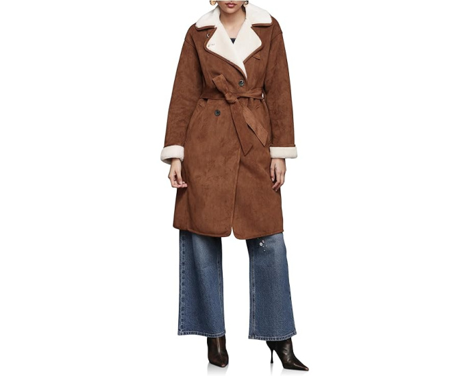 Пальто Avec Les Filles с поясом из искусственного каракуля