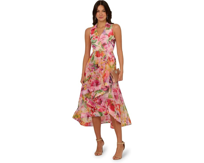 Платье Adrianna Papell Printed High-Low с асимметричным подолом