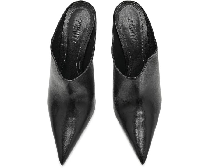 Босоножки Schutz Eleanor Mule на каблуке из кожи черные