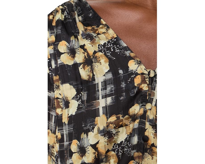 Топ Button Front Woven w/ Smocking Liverpool Los Angeles с цветочным принтом