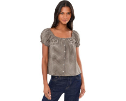 Madewell The Chateau Top блуза в клетку с короткими рукавами