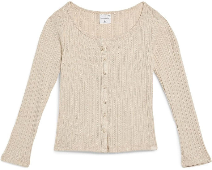 Long Sleeve Button Front Tee (Little Kid/Big Kid)