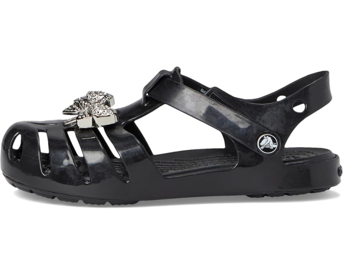 Детские сандалии Crocs Isabella Sandal с блестками черно серебристые