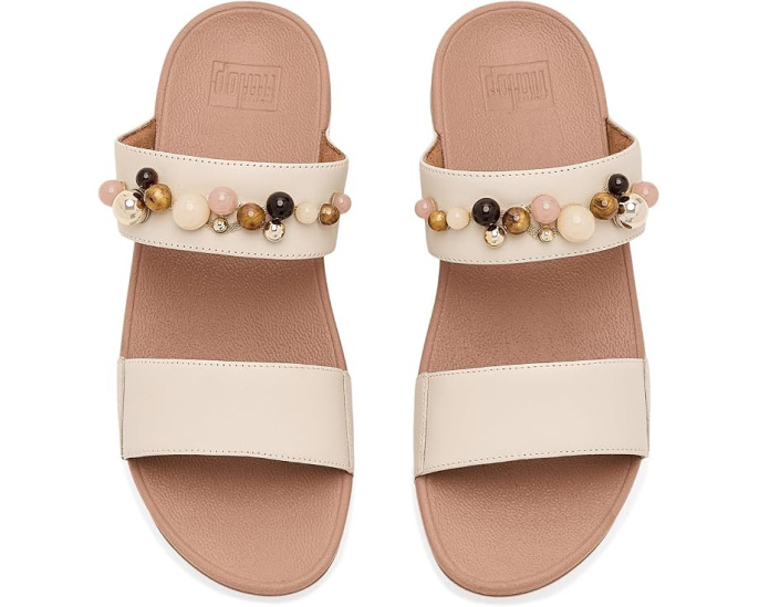 Шлепанцы FitFlop Lulu Beaded Slides с бисером черного цвета