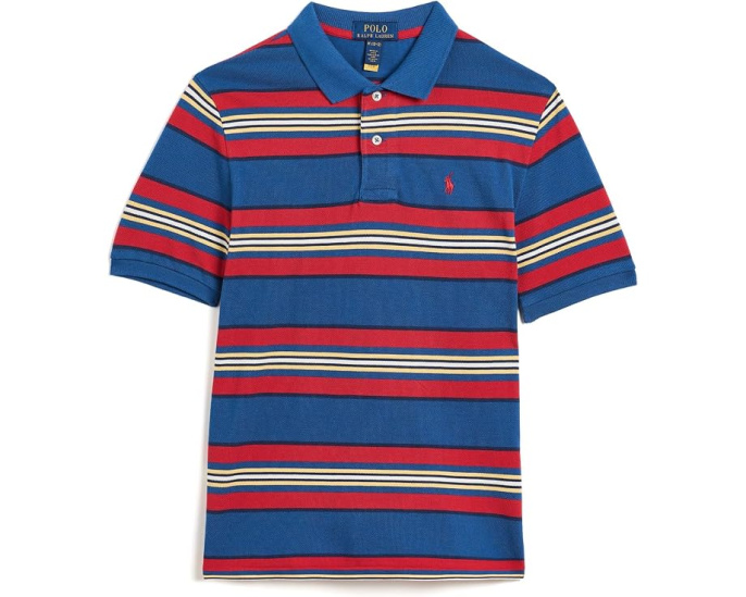 Striped Cotton Mesh Polo Shirt (Big Kid)