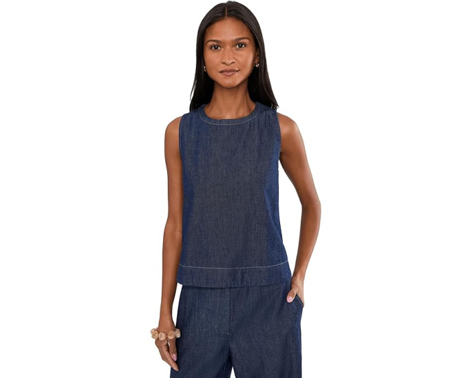 Топ Eileen Fisher из легкого денима с круглым вырезом