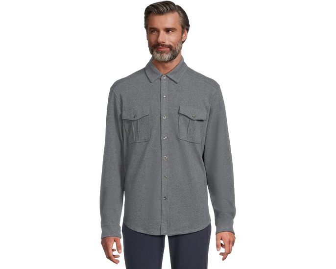 Tommy Bahama Длинная рубашка Fireside Coast с начесом и отделкой из шамбри