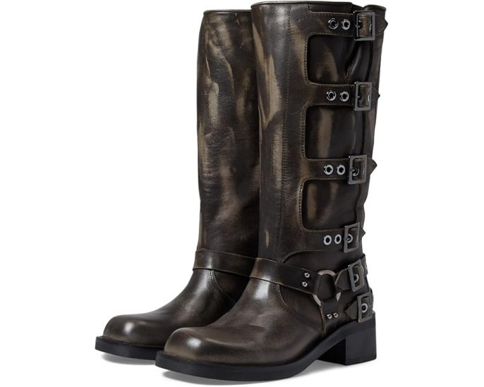 Кожаные ботинки Steve Madden Rocky с широким голенищем и пряжками