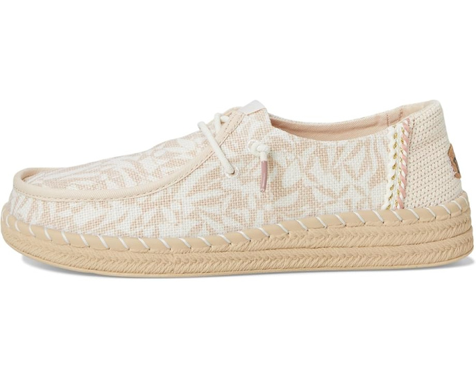 Эспадрильи Hey Dude Wendy Espadrille Retro Palm с пробковой стелькой и тканевым каблуком