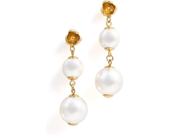 Линейные серьги Golden Bloom Linear Earrings от Kate Spade New York с жемчугом