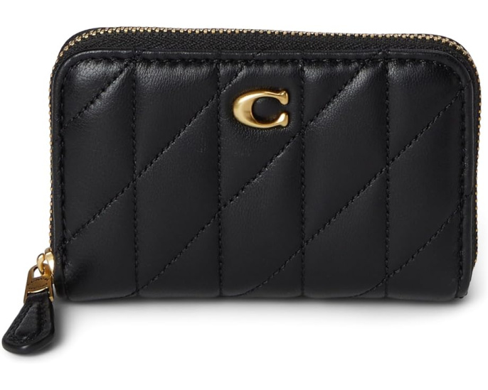 Маленький кардхолдер COACH на молнии из кожи наппа
