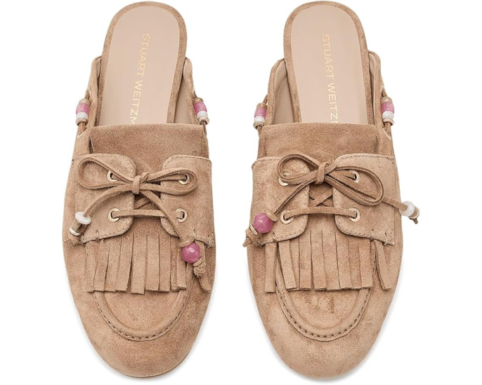Мюли Stuart Weitzman Majorca Tinsley с круглым носком и бахромой