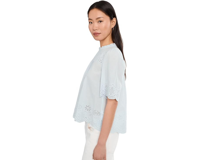 Топ Madewell Embroidered Pintuck High-Neck с вышивкой
