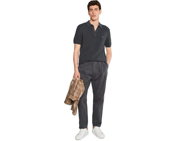 Поло AllSaints Aspen с коротким рукавом синее
