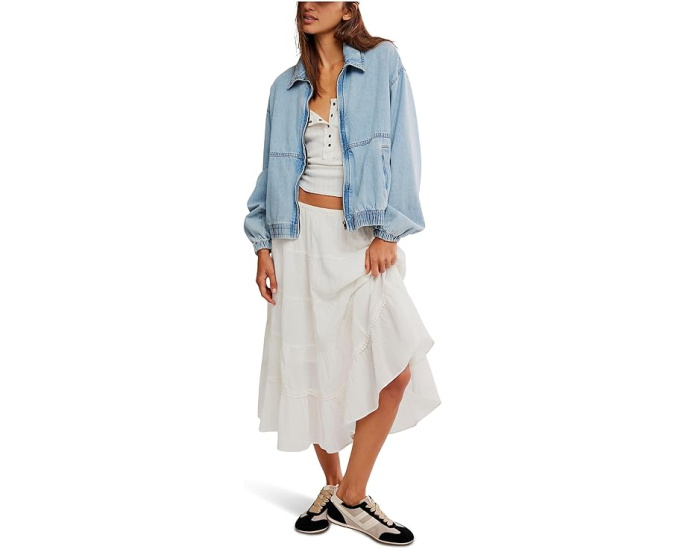 Free People Джинсовая куртка Birdie с расклешенными рукавами и карманами