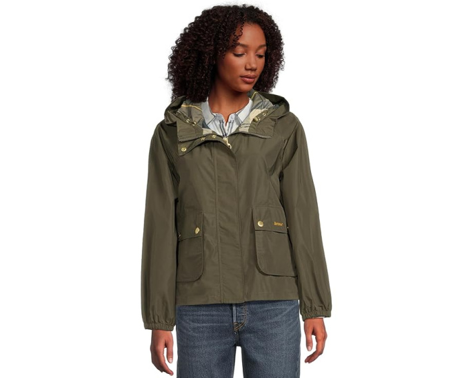 Куртка Barbour Mae дождевик с капюшоном и подкладкой в клетку