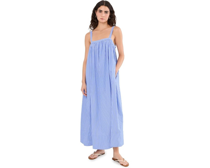 Платье макси Faherty Coastal Poplin Emmy в полоску из органического хлопка
