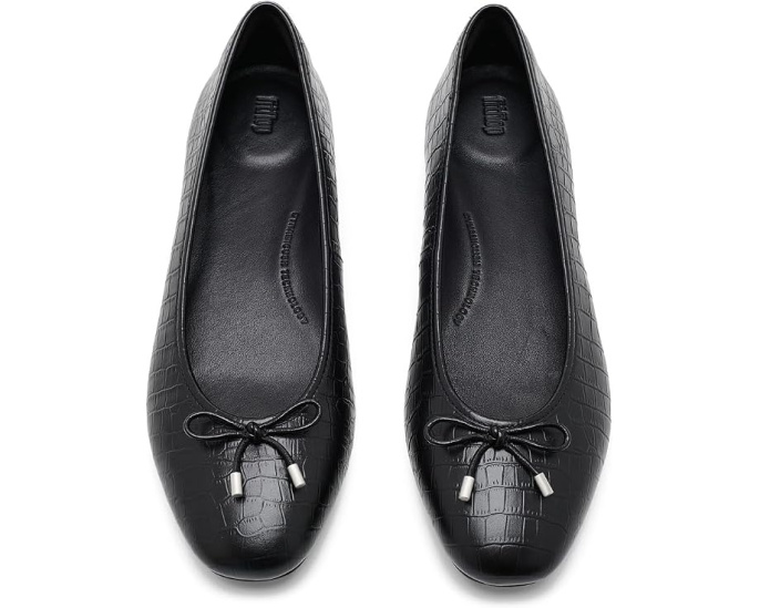 Балетки Delicato Crocodile из кожи с принтом крокодила FitFlop