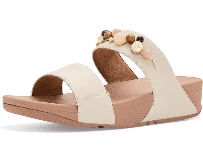 Шлепанцы FitFlop Lulu Beaded Slides с бисером черного цвета