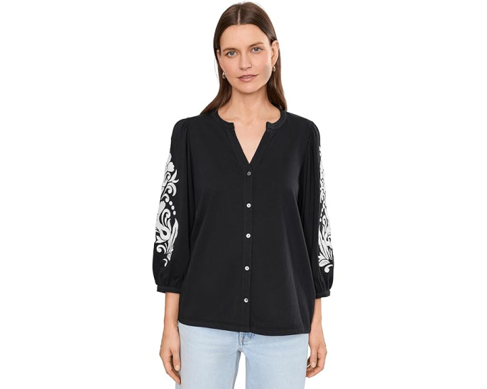Блуза Embroidered Blouse от NYDJ с вышивкой хлопковая