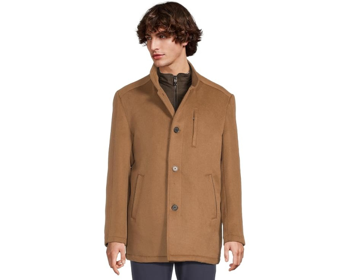 Шерстяное пальто Johnston & Murphy Upton Car Coat с отстегивающимся нагрудником