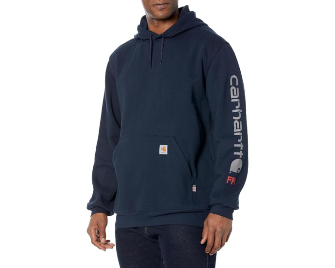 Big & Tall Flame Resistant Force Original Fit Midweight Hooded Signature Sleeve Logo Graphic Sweatshirt