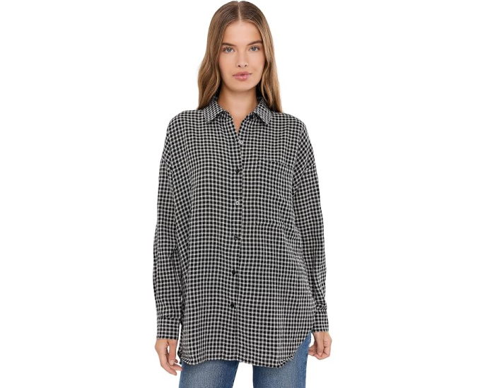 Блузка Petite Wool Cotton Check Classic Collar Shirt от Eileen Fisher