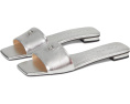 COACH босоножки Sculpted C Metallic Leather Flat Sandals кожаные серебристые