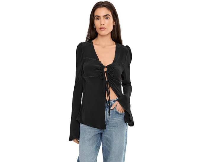 Топ Free People Bali Ariel с V-образным вырезом и вышивкой