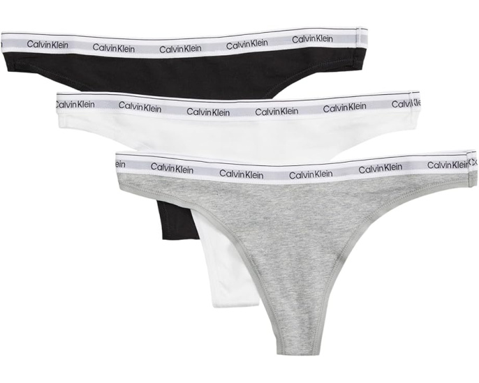 Calvin Klein Стринги Modern Logo 3 шт из мягкого хлопка