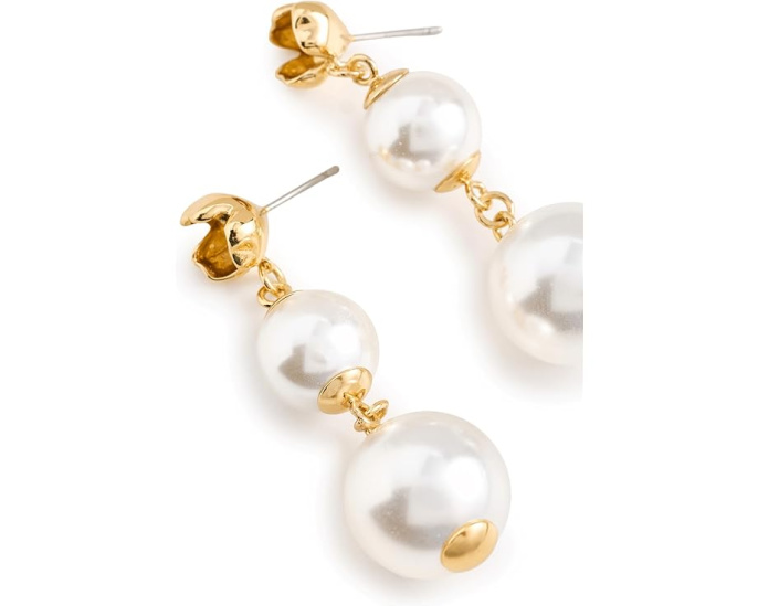 Линейные серьги Golden Bloom Linear Earrings от Kate Spade New York с жемчугом