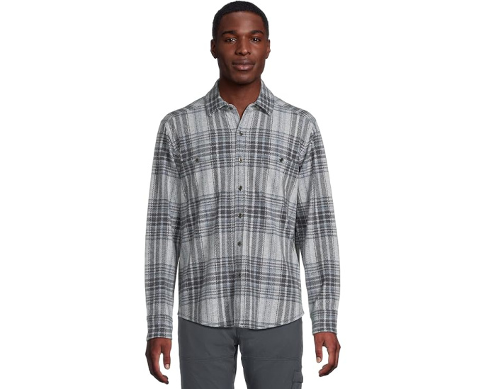 Tommy Bahama Длинная рубашка Fireside Santa Fe в клетку с вышивкой