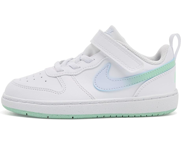 Кроссовки Nike Court Borough Low Fade для малышей White и Arctic Green