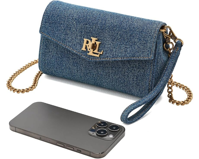 Lauren Ralph Lauren кроссбоди кошелек Washed Denim Tanner из денима