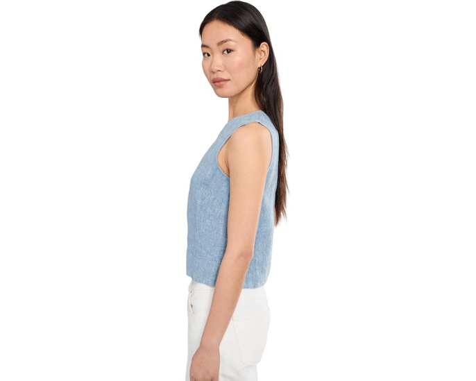 Madewell Embroidered Shell Top in 100% Linen с застежкой на пуговицу