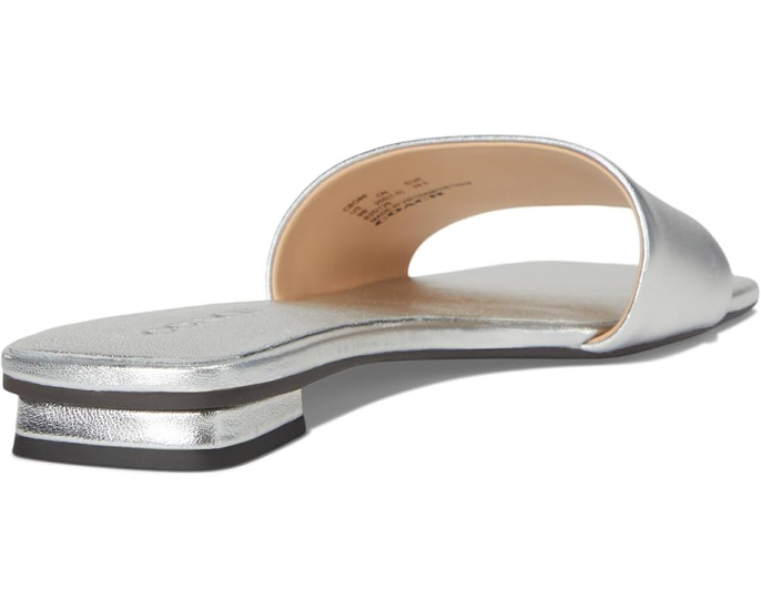 COACH босоножки Sculpted C Metallic Leather Flat Sandals кожаные серебристые
