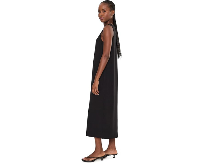 Stretch Jersey Knit Scoop Neck Full Length Dress