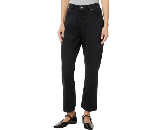 Джинсы Paige Billy Crop с утяжеленной застежкой в Dark Dawn Distressed