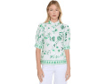 CeCe топ Cotton Sateen Hidden Placket из хлопкового сатина