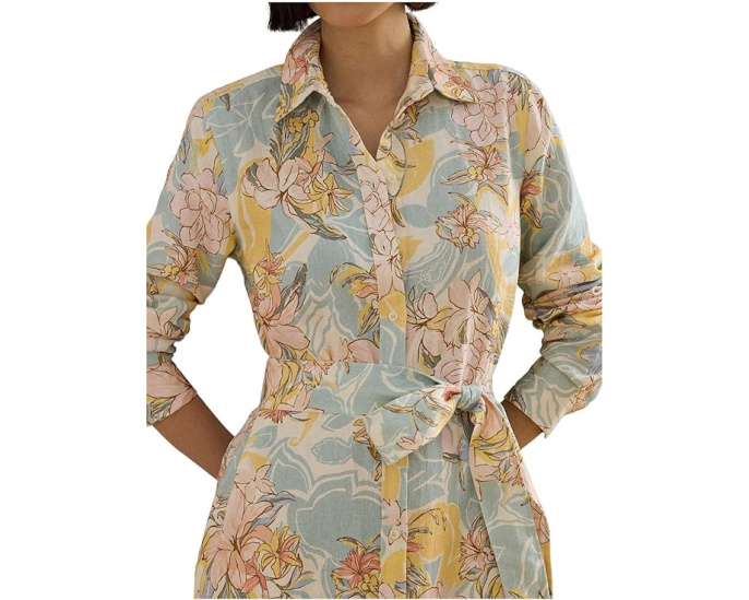 Платье-рубашка Floral Linen из льна с поясом Lauren Ralph Lauren