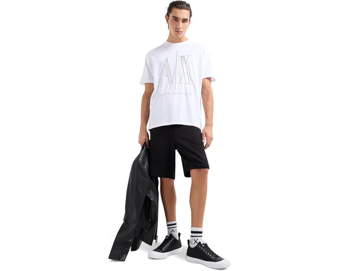 Футболка Armani Exchange Black Gold Icon Logo с круглым вырезом