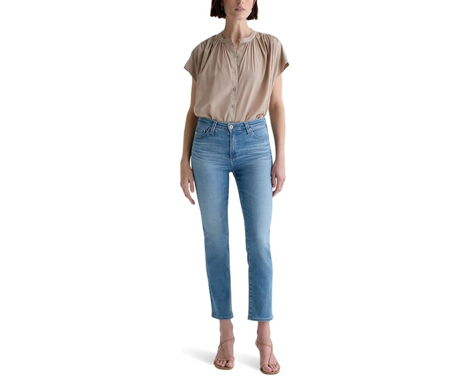 Джинсы AG Mari Mid-Rise Slim Straight Crop цвета атлантис