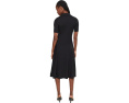 Rib-Knit Elbow-Sleeve Polo Dress