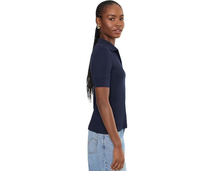 Jersey Elbow-Sleeve Collared Top
