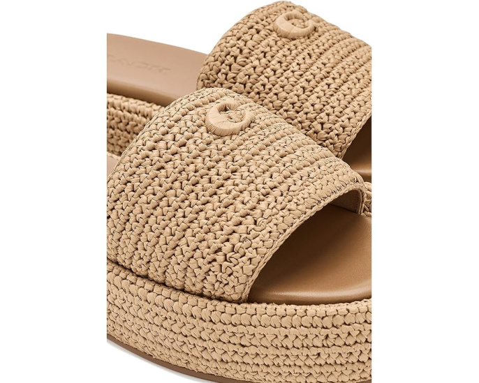 Сандалии COACH Sculpted C Raffia Flatform Slides на платформе