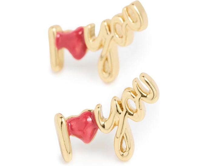 Серьги-гвоздики Kate Spade New York с надписью I Love You