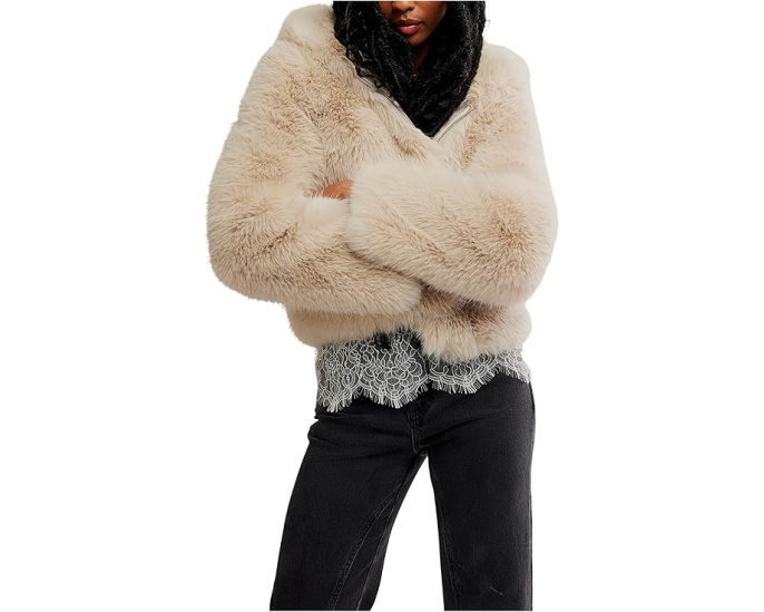 Куртка Free People Louder Please с капюшоном из искусственного меха и укороченным кроем
