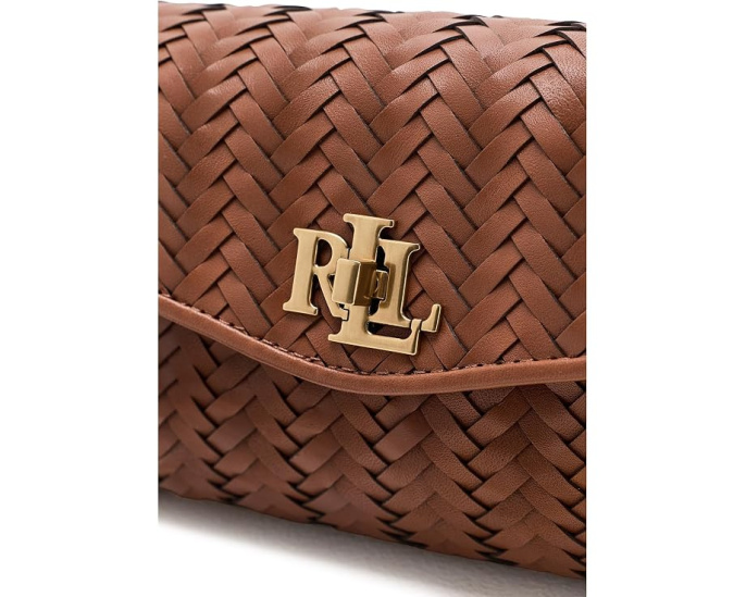 Плетеный кожаный кросс-боди кошелек Lauren Ralph Lauren Tanner