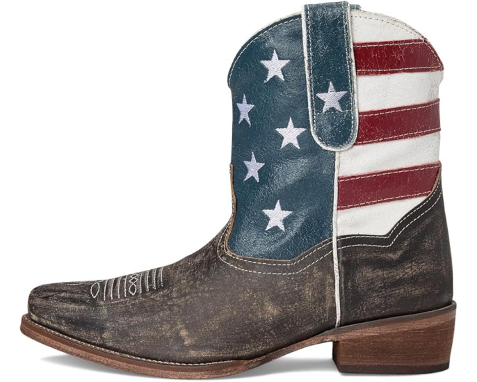 Ботинки Roper American Flag Shorty из состаренной кожи с дизайном флага