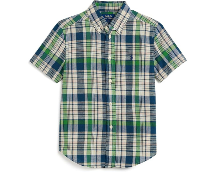 Рубашка хлопковая в клетку Polo Ralph Lauren Plaid Cotton Shirt белая для малышей и детей младшего возраста